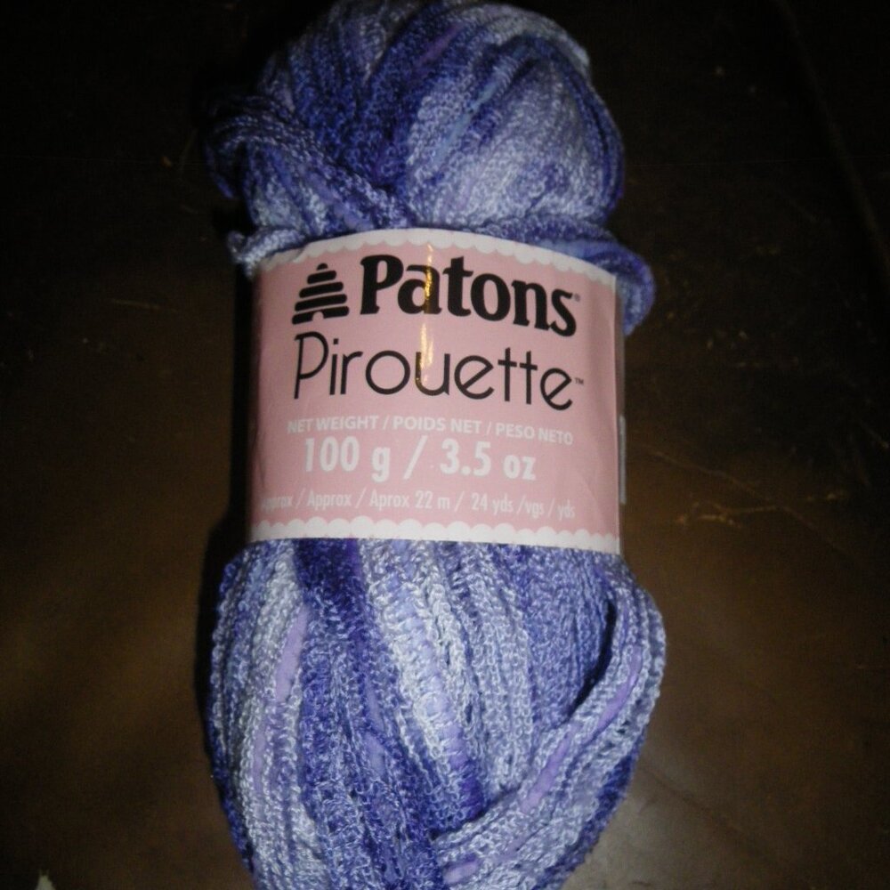 1 Skein Patons Pirouette Yarn - Color Lavender - 24 yds.